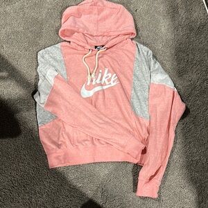 Nike Women's Pink and Gray Hoodie